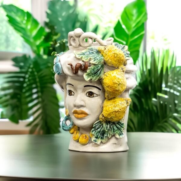 Testa di Moro mod Arabo con manici con limoni h 25 donna