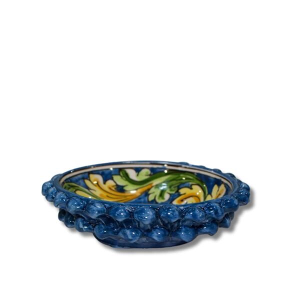 Ciotola pigna in ceramica di Caltagirone decorata a mano blu